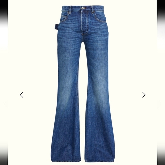NWT$950 BOTTEGA VENETA Flare Blue Denim Trousers Jeans Sz 46 IT (US 10)